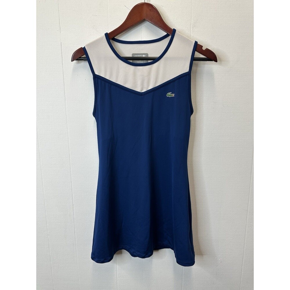 Lacoste Sport Women's Blue White Mesh Racerback Tennis Dress Bra Size 38